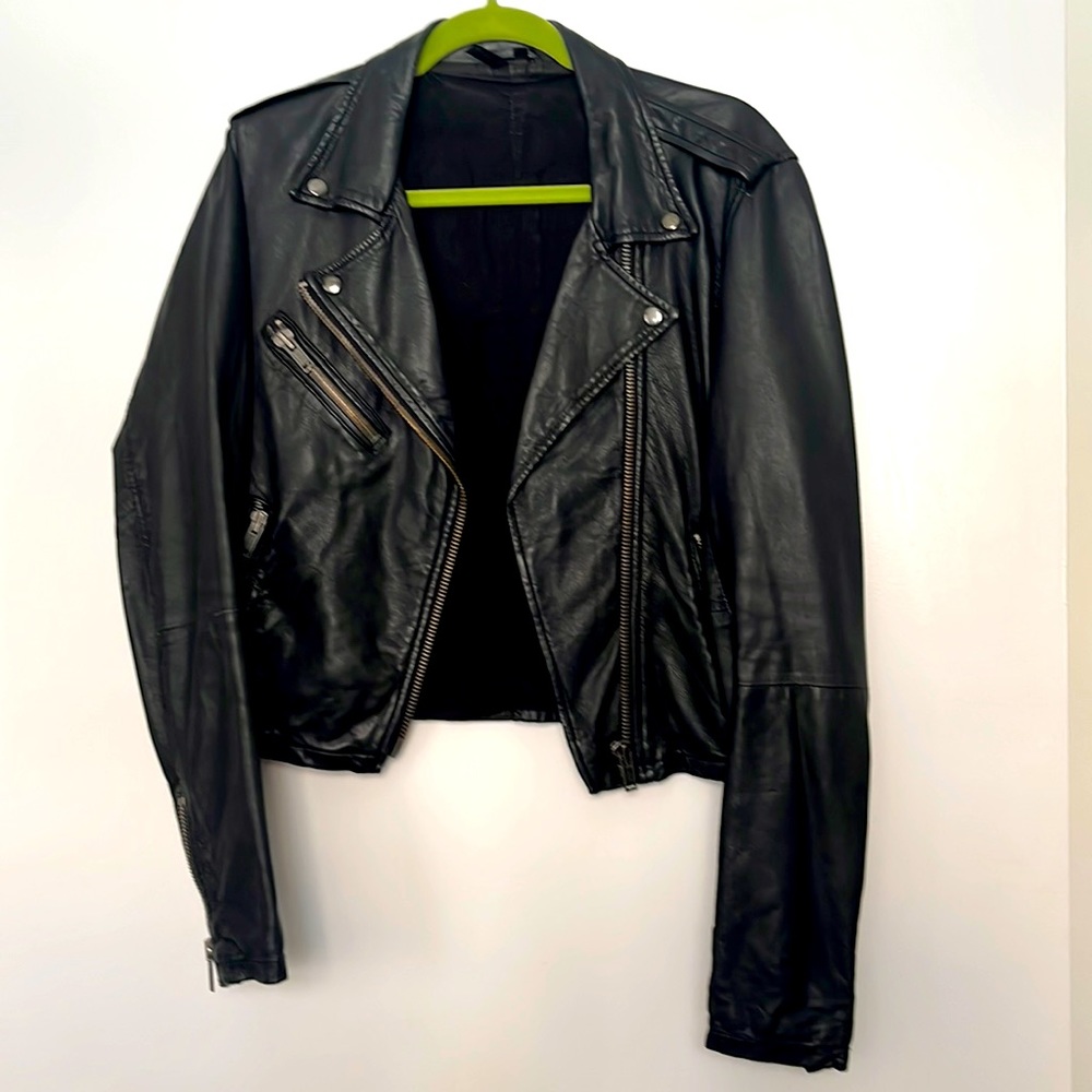 Cropped Leather Moto jacket
